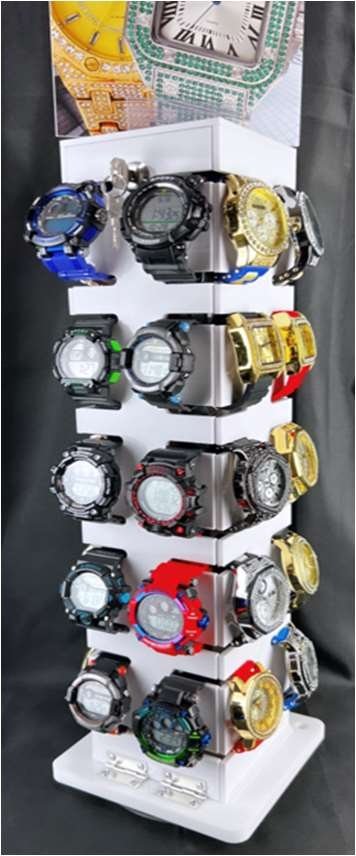LOCKABLE WATCH PLASTIC DISPLAY 40PCS Includes Hip Hip, Men’s straps Digital 65, and Ladies 65