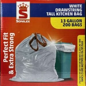 WHITE TALL KITCHEN BAG 13GAL 24” X 27” 1.00mil