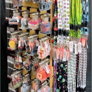 NOVELTY FLOOR DISPLAY 1,050PCS 360 KEYCHAINS, 240 LANYARDS, 300 AIRFRESHENERS, 150 STICKERS